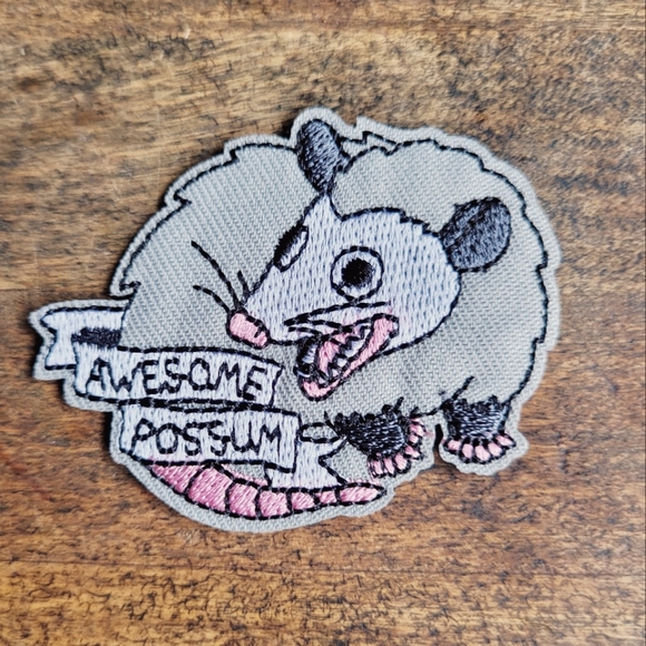 Awesome Possum Funny Y2k Punk Embroidered Iron on Patch - Picture 2 of 3